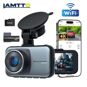 Lamtto 4K Dash Cam Front and Rear Dual Dash Camera WiFi & App Control With 64GB