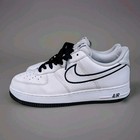 Nike Air Force 1 '07 Embroidered Swooshes Size 11.5 White Black Low Top Sneakers — photo 2