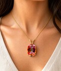 LAB CREATED 8.40 Cts AZOTIC TOPAZ SOLITAIRE PENDANT 14K GOLD - NWT - FREE CHAIN — photo 5