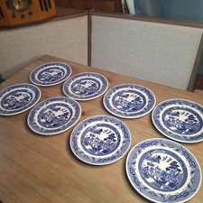 Vintage Oxford Brazil Blue Willow 8" Dessert Plates Set Of 8