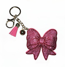 Rhinestone keychain/ bag charm. Pink Bow. Tassel. Cute and sparkly.