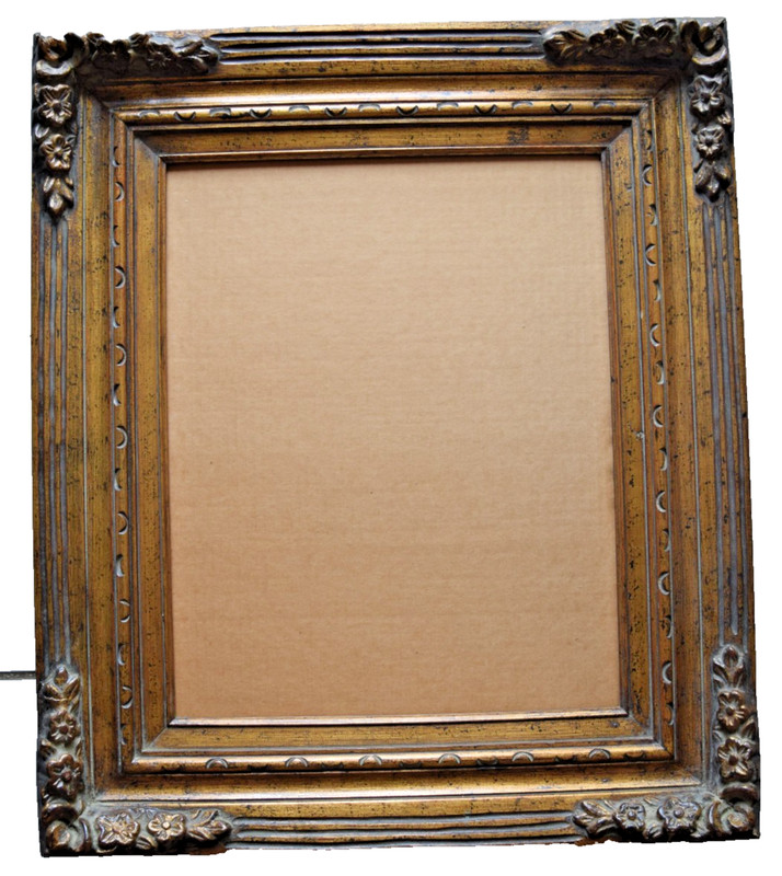 Vintage, Ornate, Bronzed Gilt,  Wood Art, Picture Frame 24.5" x  29" x  2.5" VG