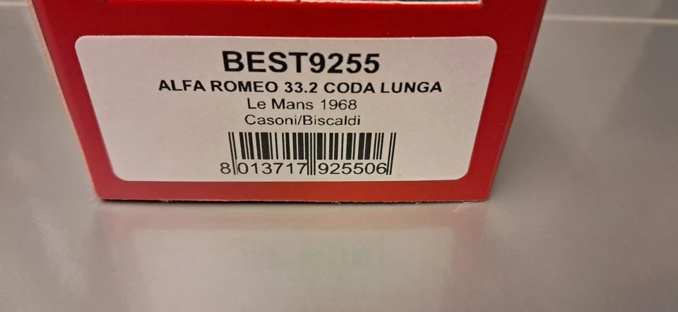 Best Model Alfa Romeo 33.2 C #40 Casoni Biscaldi 24h Le Mans 1968 1/43 9255 - Immagine 4 di 4