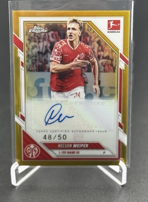 2025-26 Topps Chrome Bundesliga Nelson Weiper Gold Auto/50 Mainz