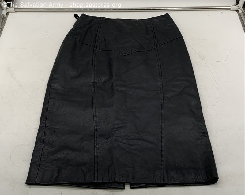 Pelle Cuir Women's Black Leather Slit Back Zip Straight & Pencil Skirt Size 6