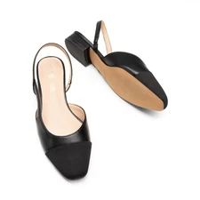 Women Comfortable Slip On Ballet Flats Square Cap Toe Slingback Flat Shoes