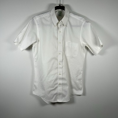 Brooks Brothers Shirt Men's 15-34 Milano White Supima Cotton Non Iron Button