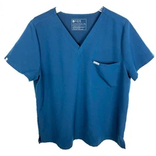 Figs Catarina One-Pocket Scrub Top Blue V-Neck Darted Back Short Sleeve Size XXL