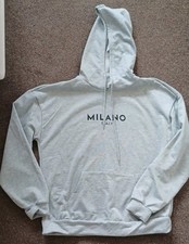 Felpa con cappuccio donna grigio chiaro 'Milano Italy' taglia L nuova