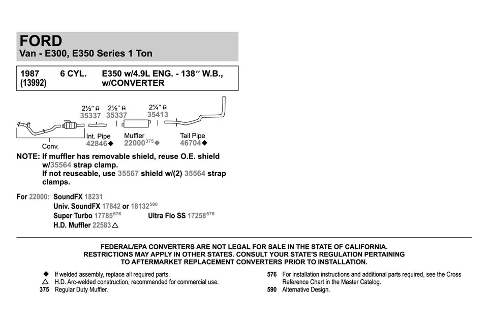 For Ford F-150 75-79 SoundFX Steel Round Direct-Fit Aluminized Exhaust Muffler - Изображение 3 из 4