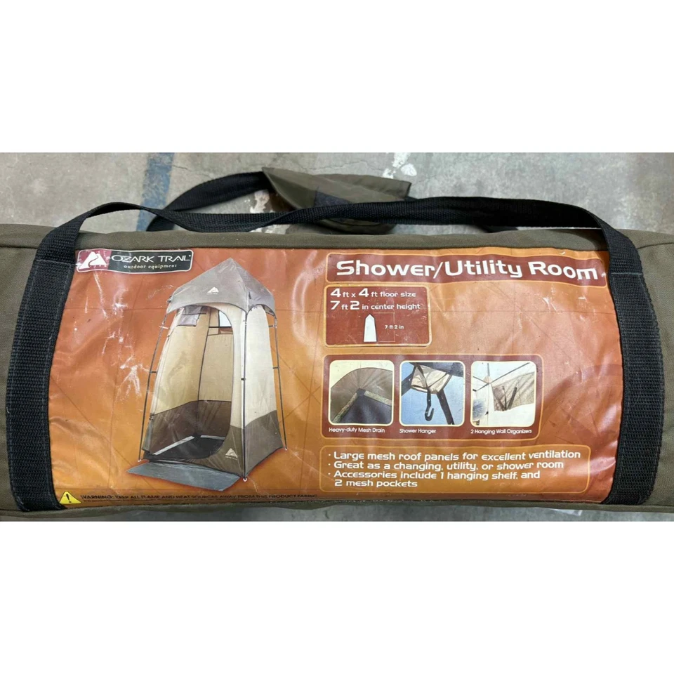 Tienda de campaña Ozark Trail para 1 persona bronceada y marrón para acampar/lavadero - NUEVA Foto 2 de 4