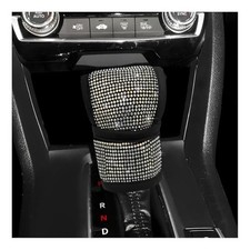 Diamond Car Shift Knob Cover, Shining Crystal Car Gear Shifter Leather AB