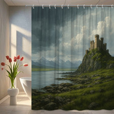 Castle Landscape Shower Curtain - Majestic Mountain View