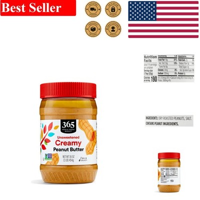 Delicious Creamy Peanut Butter - 16 oz, Made from 100% American Peanuts
