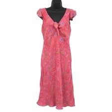 Y2K Jones New York Signature Silk Midi Dress Womens 8 Pink Flutter Sleeves Fairy