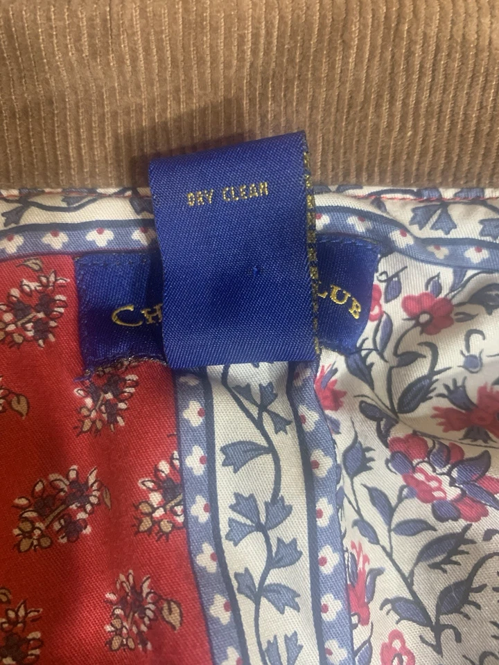 Chaqueta de Granero Acolchada Roja Charter Club De Colección Cuello Pana Forro Floral M Foto 4 de 4