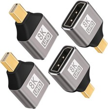 8K 1.4 Mini Displayport to Displayport Adapter2/4 Pack, DP Female to Mini DP Mal