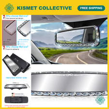 Bling Rhinestone Rearview Mirror Decorations - HD Glass Automotive Interior Acce
