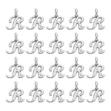 100Pcs A-Z Alphabet Charm, Metal Alphabet R Letter Charm Initial Charm, Silver