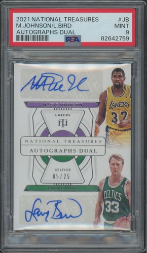 Panini 2021-22 National Treasures MAGIC / L. BIRD AD-LB Dual Auto/25 PSA 9 MINT