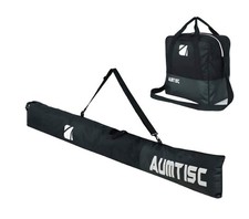 2 PIECE SET AUMTISC Padded Ski and Boots Bag. Adjustable. Black.