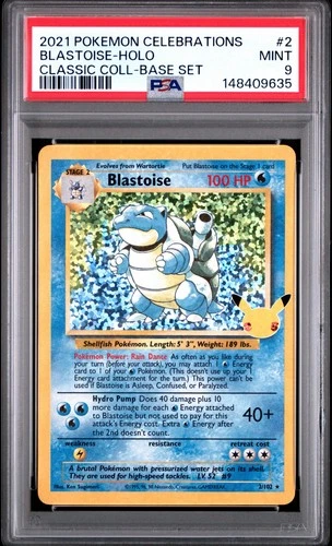 2021 POKEMON CELEBRATIONS CLASSIC COLL #2 BLASTOISE-HOLO PSA 9