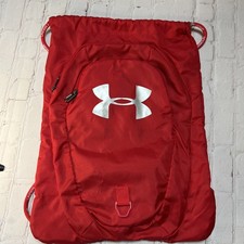 Under Armour Red Cinch Backpack Sports Bag EUC W/ Zip Pockets
