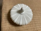 Anchor Hocking Milk Glass Old Cafe Pattern Round Lidded Candy Dish Vintage
