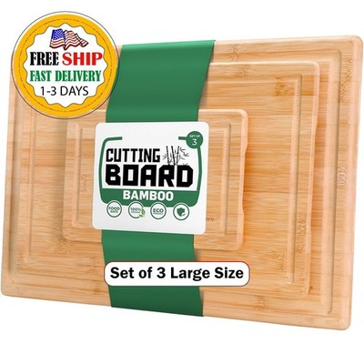 Tabla De Cortar De Madera De Bambú Para Cocina, Bloque De Carnicero, 3 PCS NUEVO