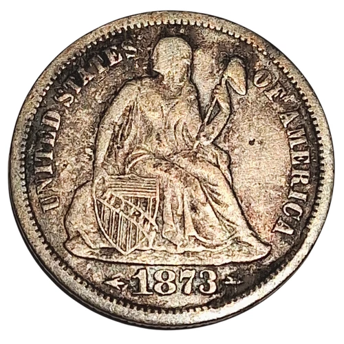 1873 Seated Liberty Dime With Arrows – VG Details – 2,377,700 Mintage –#955