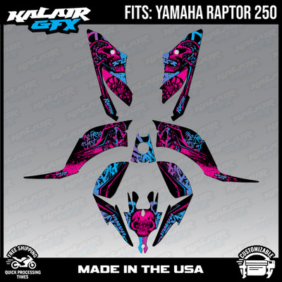 Graphics Kit for YAMAHA RAPTOR 250 ALL YEARS Revolt Series - Magenta 16 Mil