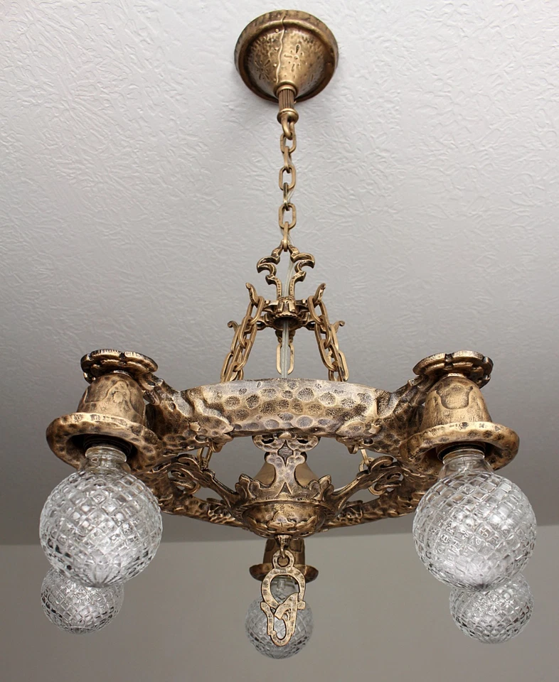 Lámpara de techo martillada antigua RARA antigua Foto 4 de 4