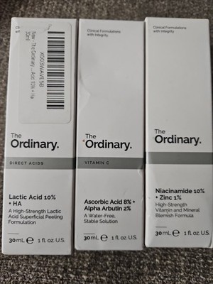 (3 Pack) The Ordinary Lactic Acid Ascorbic Acid Niacinamide Trio