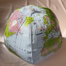 Inflatable Globe 15 in Blow up World Beach Ball Inflatable Earth Teaching Class