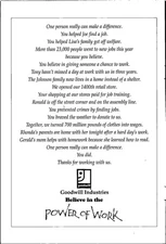 Goodwill Industries Believe in the Power of Work Vintage Print Ad 1995