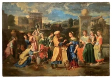 18th French Old Master Painting - Rebecca and Eliezer NICOLAS POUSSIN