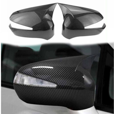Horn Carbon Fiber Look Mirror Cover Cap Complement For 2006-2011 HONDA Civic 8th