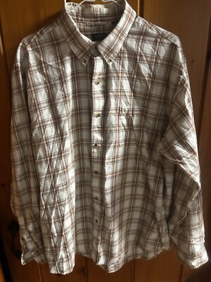 Vintage Arrow Flannel Mens XL Wool Blend Rust, Red Tan & White Plaid USA EUC!