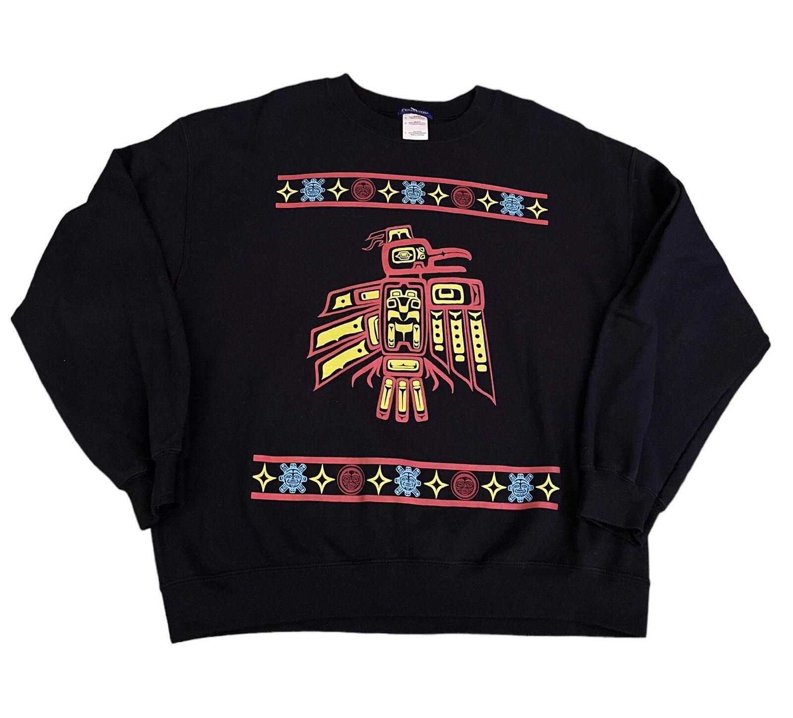Rare Pendleton Thunderbird Black Cotton Sweatshir… - image 1