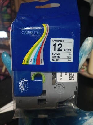 Label Tape Cassette Laminated 12mm, TZc-231 NEW Sealed Unbranded Free Shipping