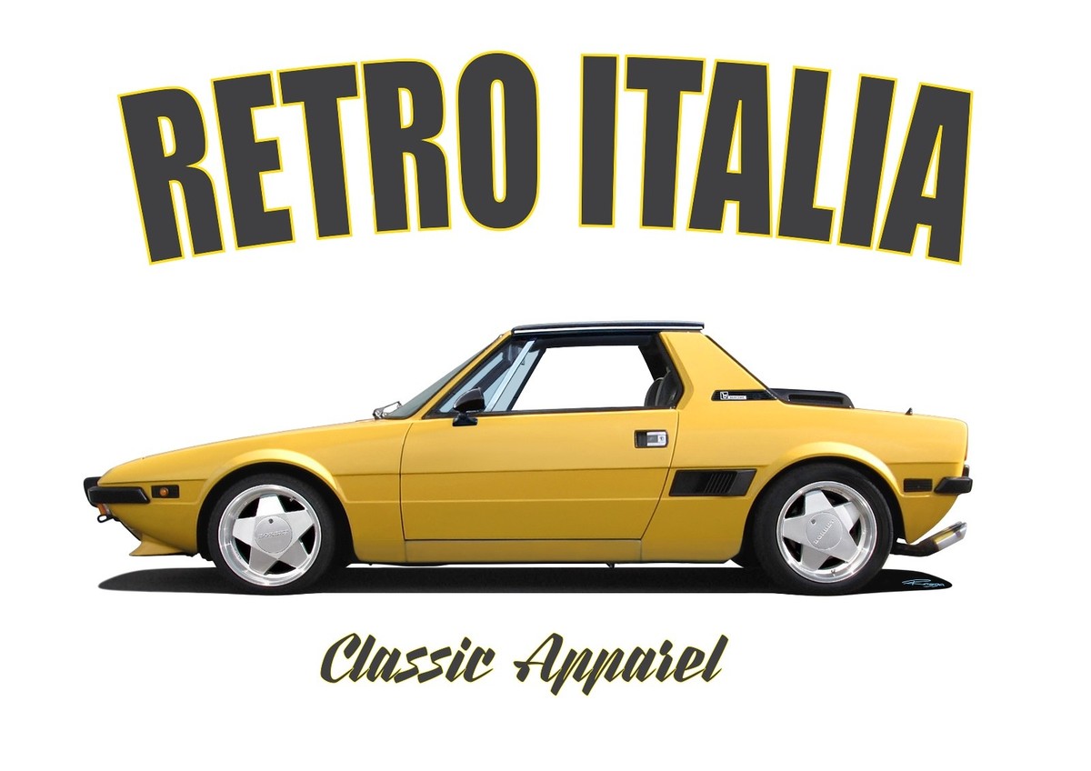 FIAT X1-9 t-shirt. RETRO ITALIA. CLASSIC CAR. BERTONE. X1 9