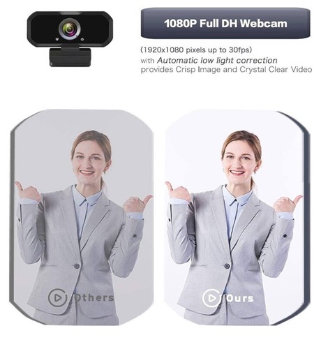 Webcam 1080P with Microphone Full HD Web camera 2MP Fixed Focus Computer Camera - Picture 3 of 4