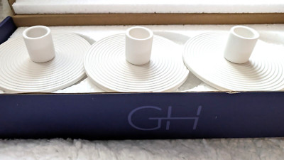 Glow Harbor Essentials Modern Ceramic Candle Stick Holders White SET OF 3