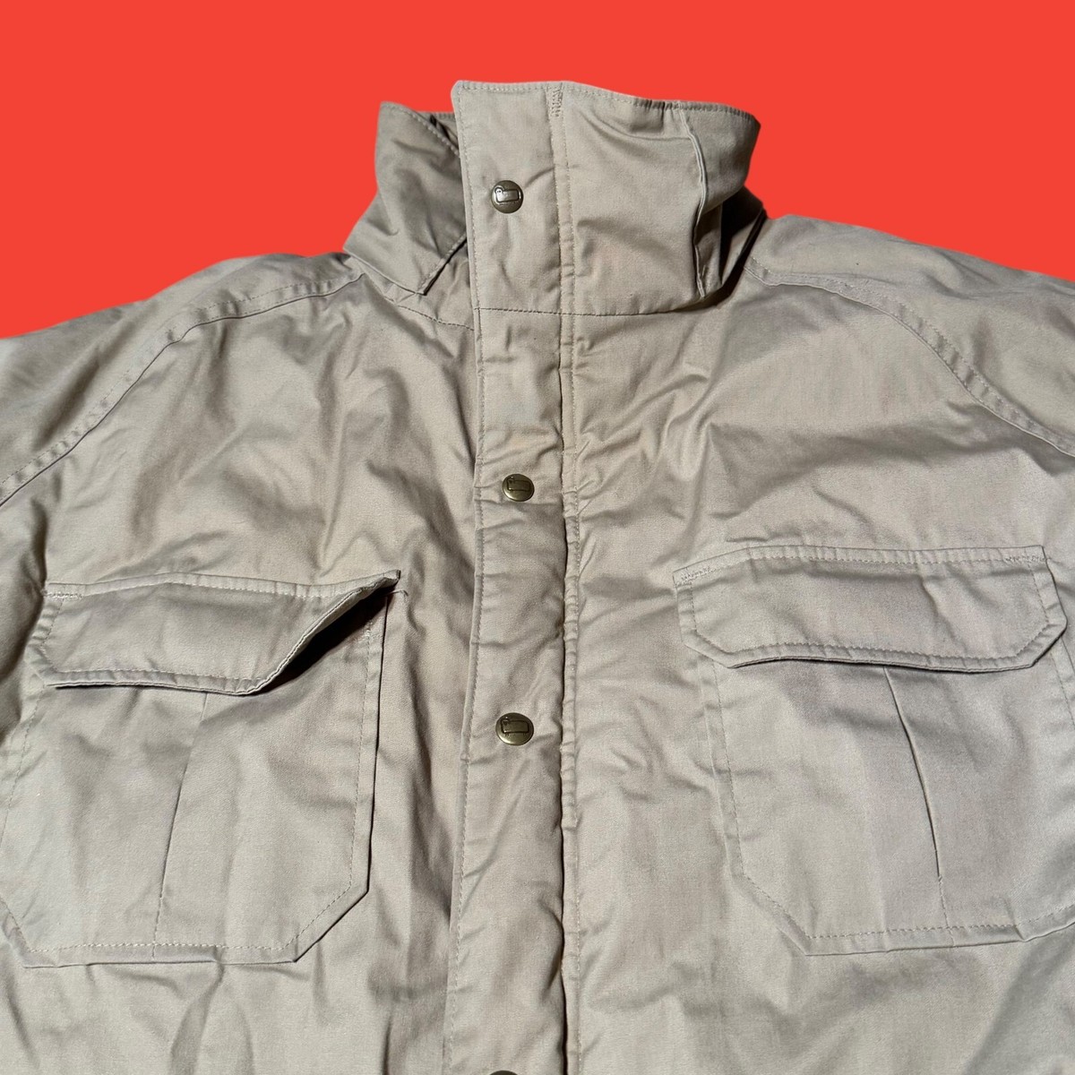 Woolrich Jacket Mens XL-XXL Full Zip Windbreaker Parka Beige