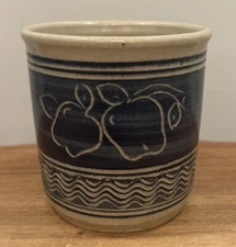 PJ Podyma Pottery Crock Bedford VA Apples Salt Glaze Handmade Farmhouse 1997