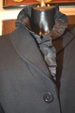 Luisa Spagnoli 100% Silk Plisse Collar & Cuffs Black Jacket Italian 46 Preowned