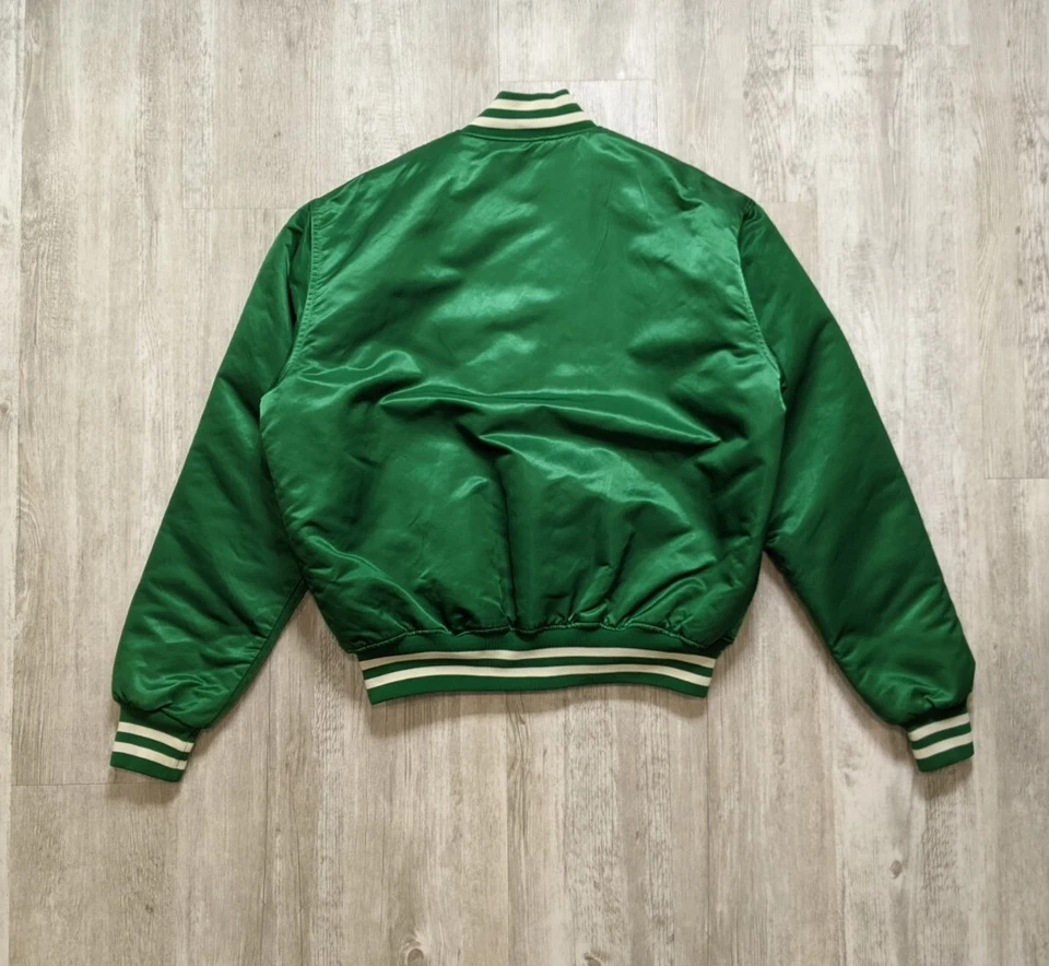Vintage Michigan State Spartans Starter Satin Bomber Jacket Quilted Size XL USA - Image 3 of 4