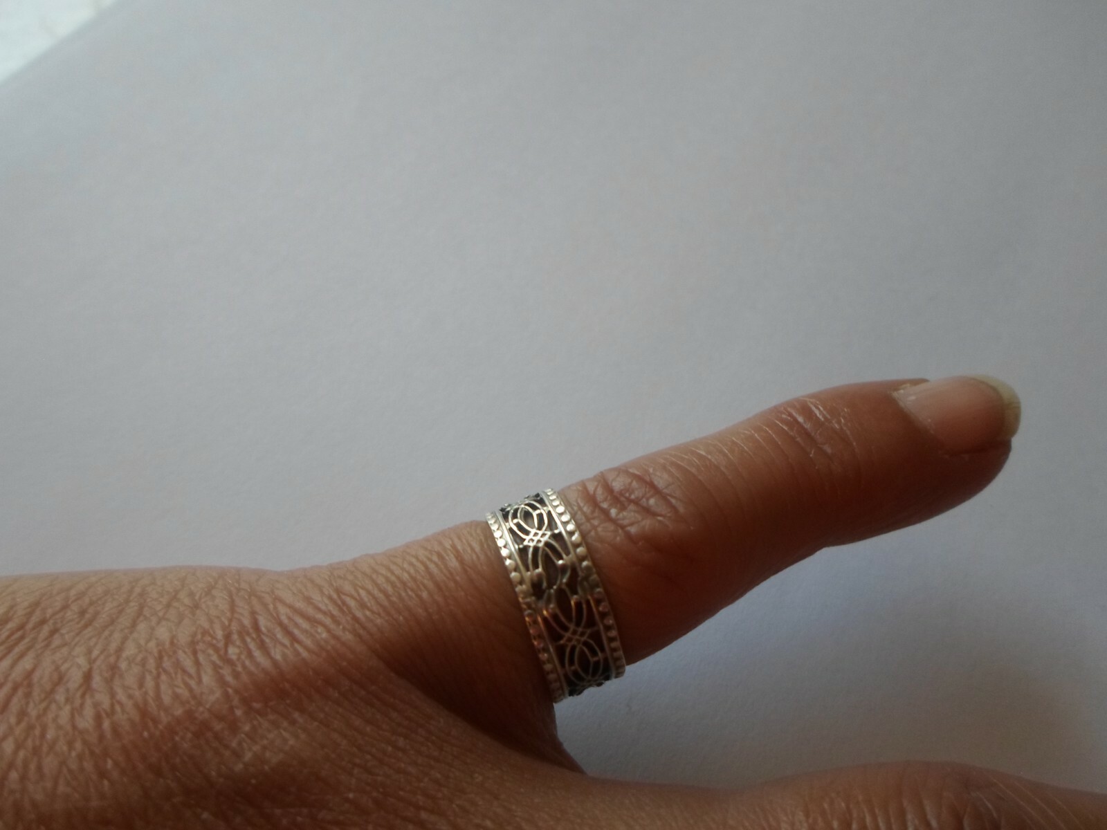 solid silver ring, openwork oval ring, size 52 - image 2