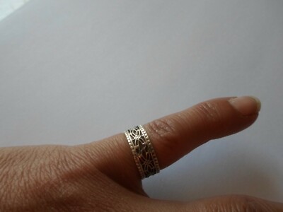 Bague En Argent Massif Motif Ajouré Ovales - Taille 49 (intérieur ~17.3mm)