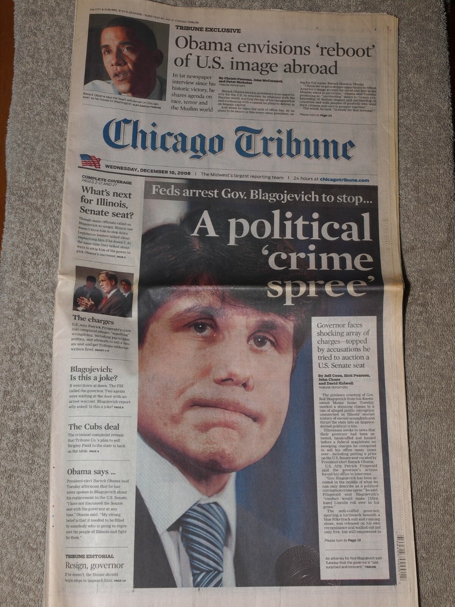 Rod Blagojevich Arrest, Chicago Tribune Collection | eBay
